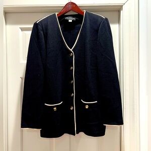 St John by Marie Gray black knot jacket and matching St John black knit skirt